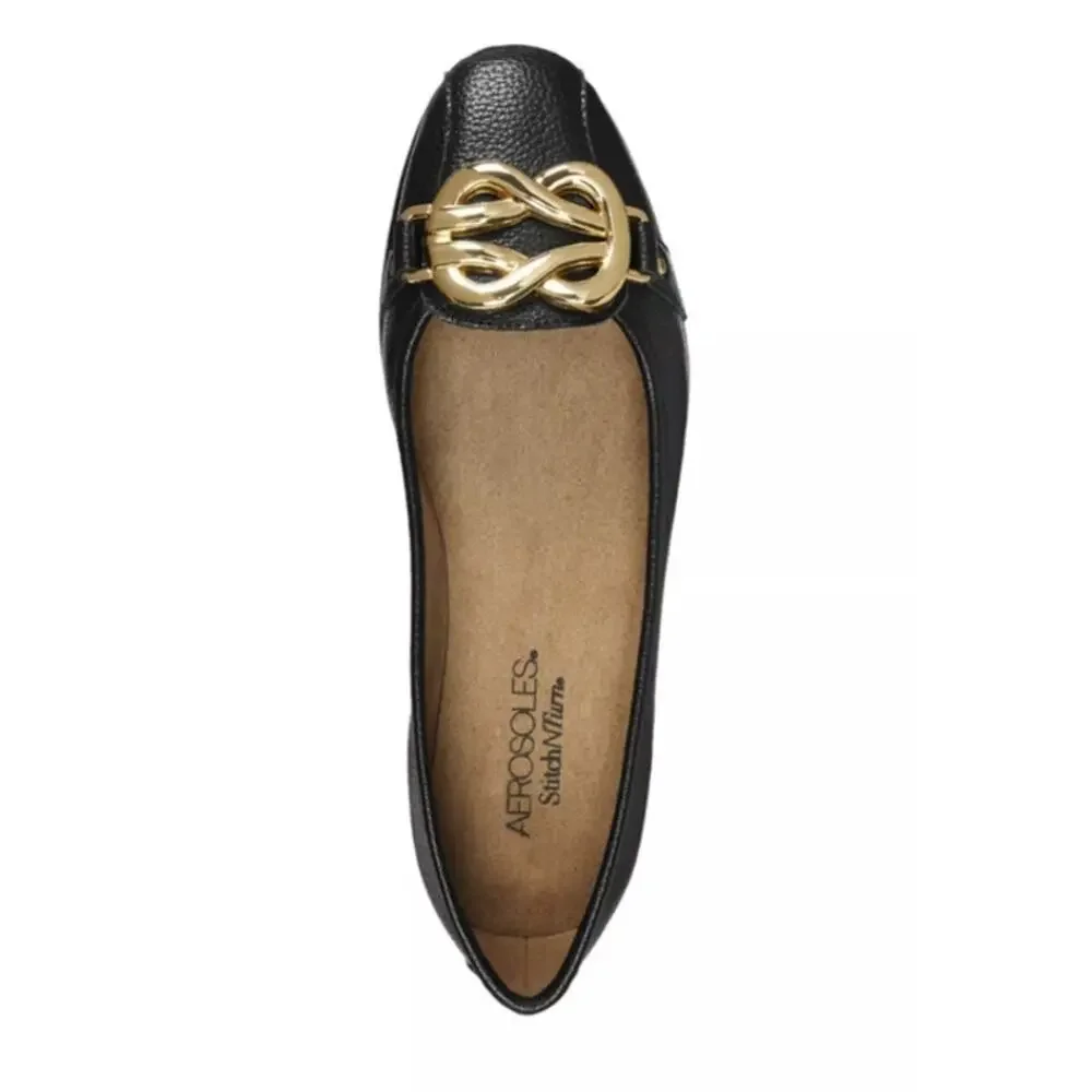 New Aerosoles Big Bet Flats Memory Foam Black 7M